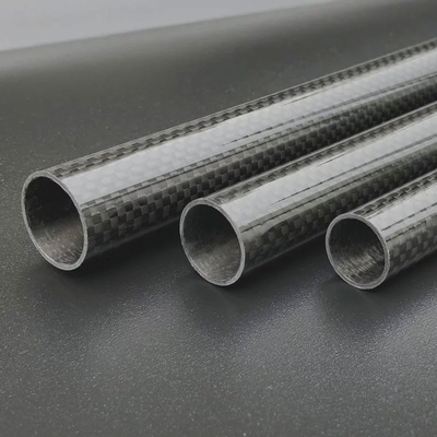 14x12x1000mm 3K CF Tube Carbon Fiber / Lightweight Fibre Tube 3K Roll Wrapped