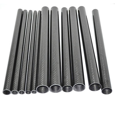 High Strength Roll Wrapped Carbon Tubes 3K Plain Glossy OD 6-200mm Length 1000mm